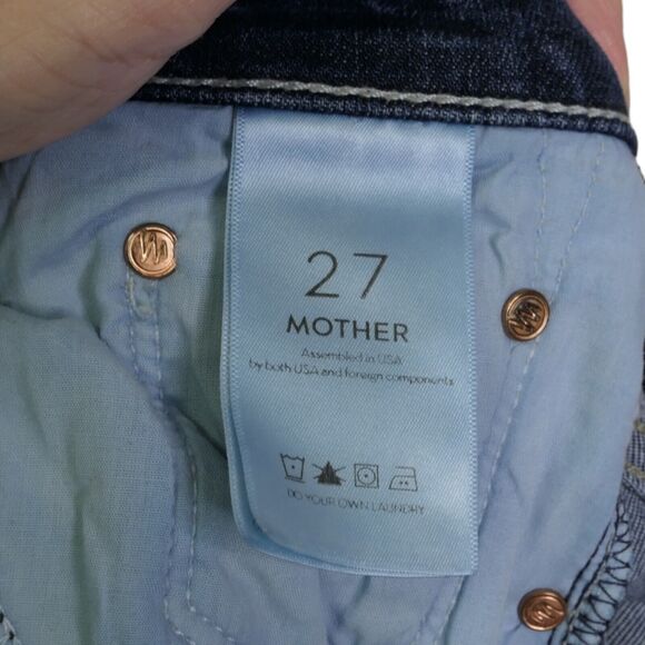 Mother The Insider Crop Step Fray Jeans Size 27 Love On The Edge Denim Dark Wash - Picture 9 of 12